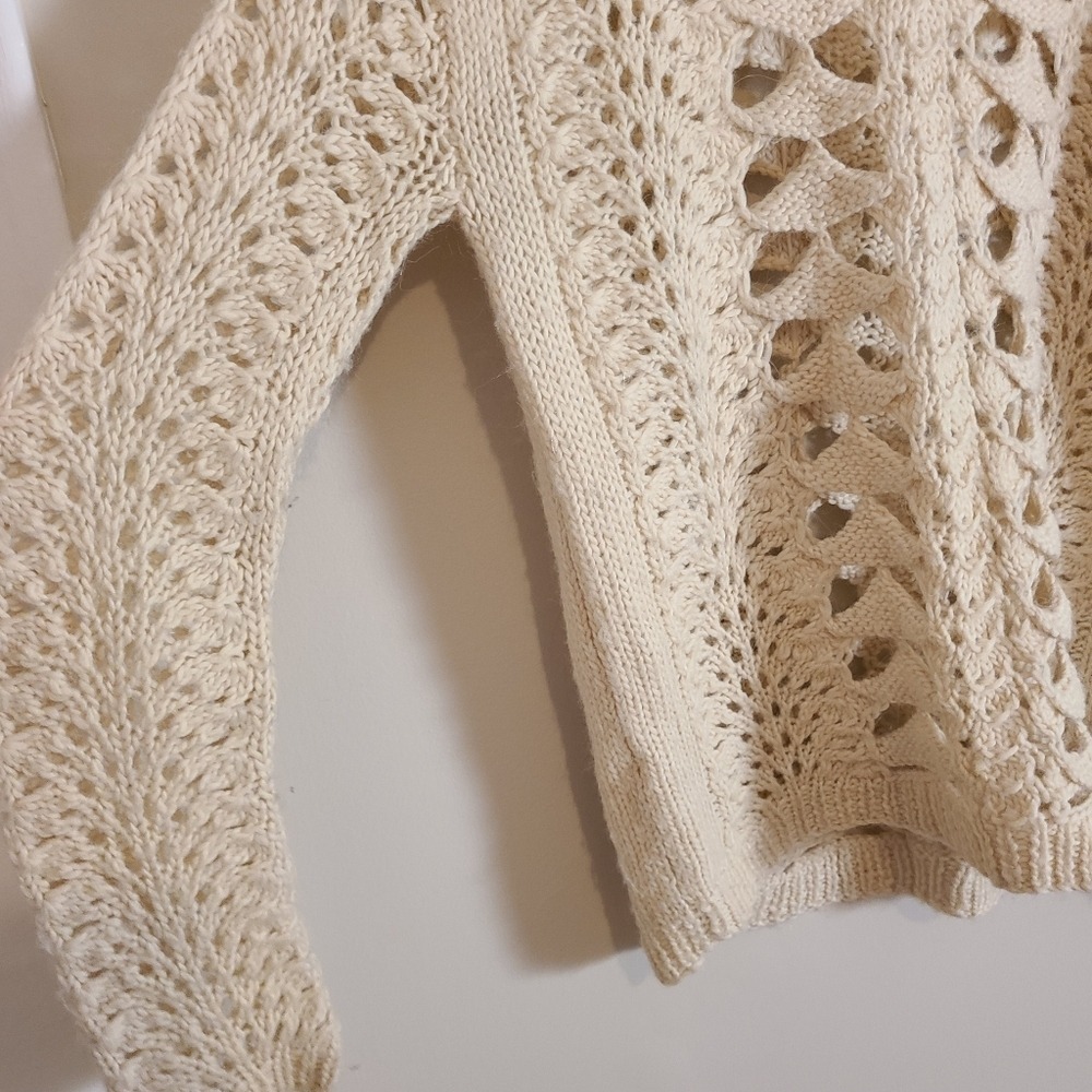 Funktional Cream Wool Alpaca Blend Open‎ Knit Sweater Small - Picture 2 of 8